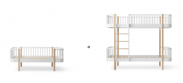 Oliver Furniture Muutoskitti Wood Original junior päivävuode Original kerrossänky valkoinen/tammi
