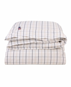 Lexington Icons Checked Cotton Poplin Duvet Cover White/Beige/Navy
