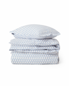 Lexington White/Blue Rope Printed Cotton Poplin Duvet Cover Set