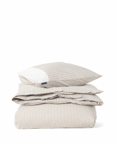 Lexington Striped Cotton Percale Dynebetrækssæt Olive/White