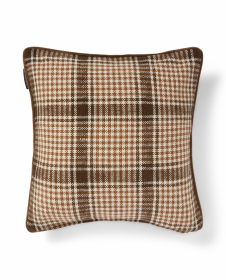 Lexington Checked Recycled Cotton Pudebetræk Brown/Fudge/Light Beige 50x50 cm