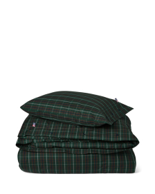 Lexington Checked Cotton Percale Duvet Cover Set Green/Navy
