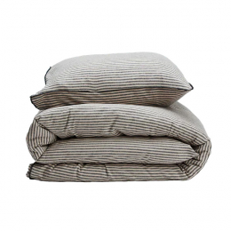 Gripsholm Duvet Cover Set Flannel Black Stripe