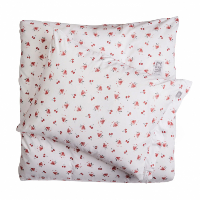 Borås Cotton Beatrice Duvet Cover Set Multi with floral pattern in pink and red tones.
