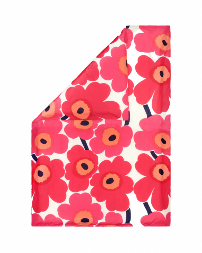 Marimekko Påslakan Unikko White/Red 150x210 cm