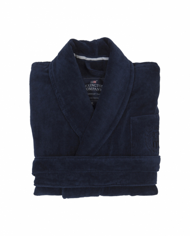 Lexington Hotel Collection Velour Robe, Badekåbe Dress Blue