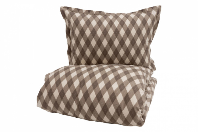 Borås Cotton Beatrice Duvet Cover Set Multi with a checked pattern in brown and beige tones