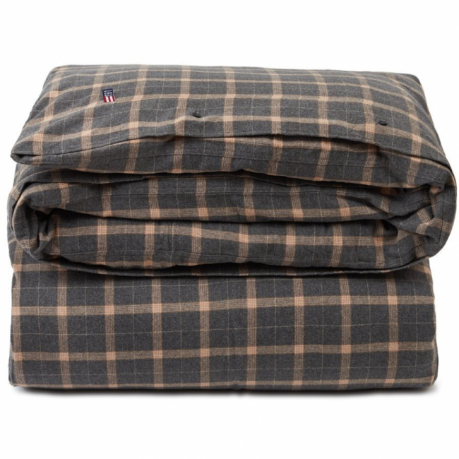 Lexington Checked Dynebetræk Mørkegrå / Beige