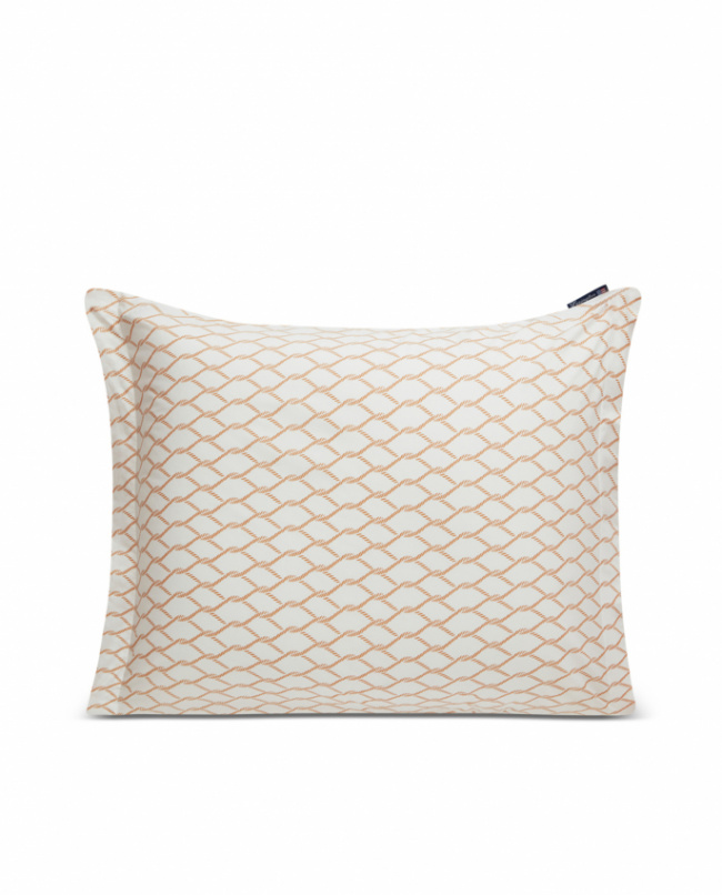 Lexington White/Beige Rope Printed Cotton Poplin Pillowcase