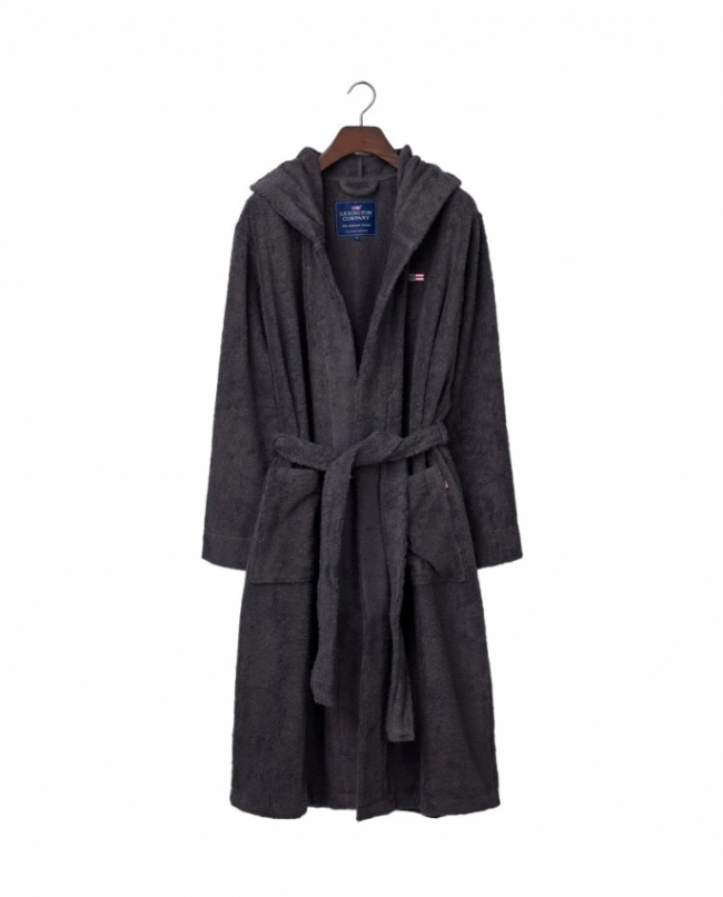 Lexington Quinn Unisex Bathrobe with Hood Charcoal