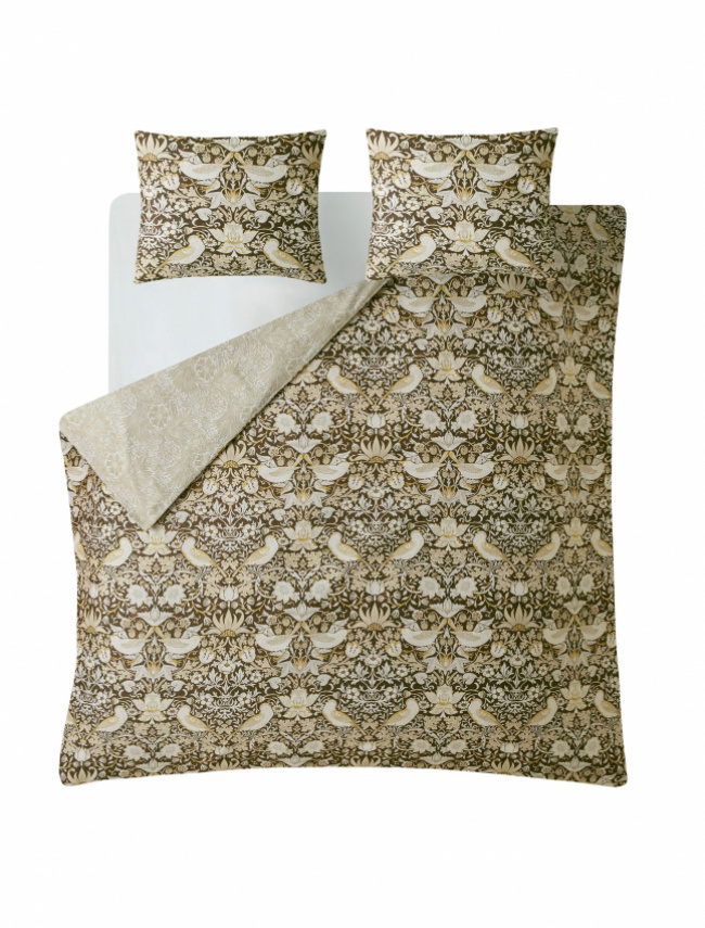 William Morris Duvet Cover Set Strawberry Thief Black