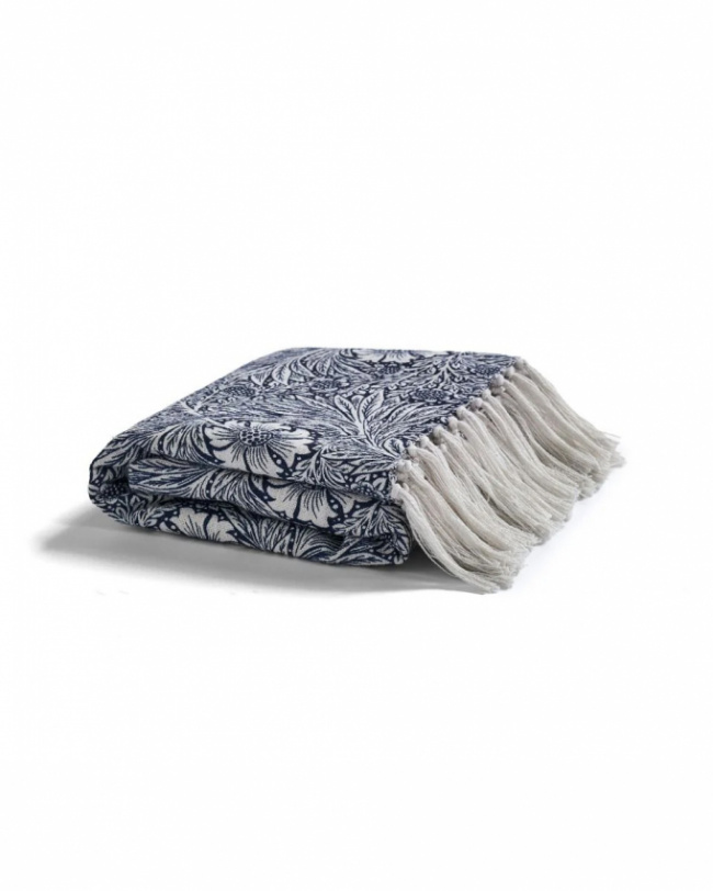 William Morris Plaid Marigold Indigo Blue