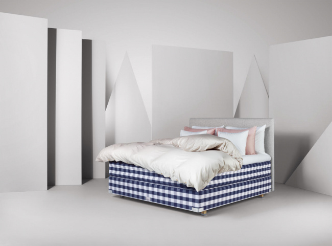 Hästens 2000T Kontinentalsänky Solid Grey Check 105x210 cm