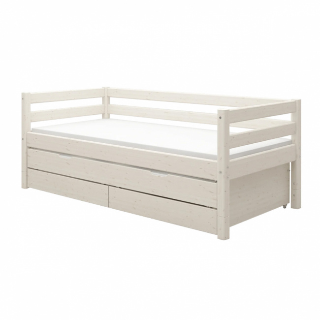 Flexa Classic Single Bed with Pull-Out Bed and Drawers White Washed 90x200 cm