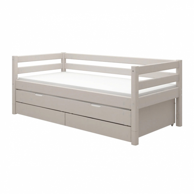 Flexa Classic Single Bed with Pull-Out Bed and Drawers Grey Washed 90x200 cm
