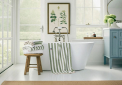 Lexington Block Striped pyyhe Vintage Green/White/Moonbeam 