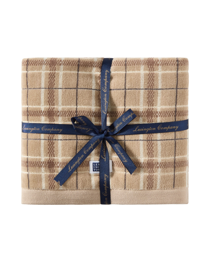 Lexington Checked Towel Beige/Gray 50x70 cm set of 2 in the group Accessories / Terry / Lexington towels at Sängvaruhuset Elgen (10003910-2714-TWS50)