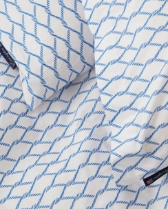 Lexington White/Blue Rope Printed Cotton Poplin Dynebetrækssæt