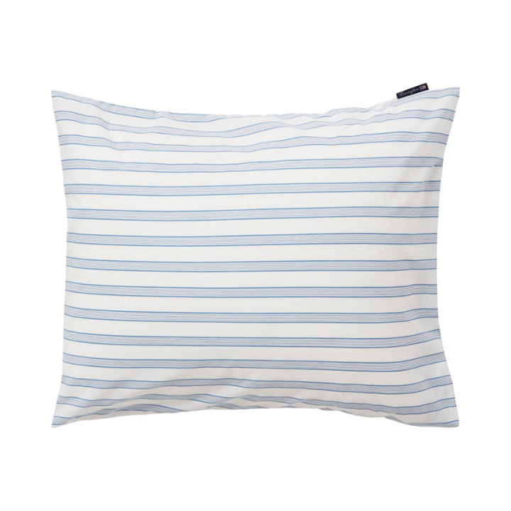 Lexington White/Blue Striped Cotton Poplin Pillowcase