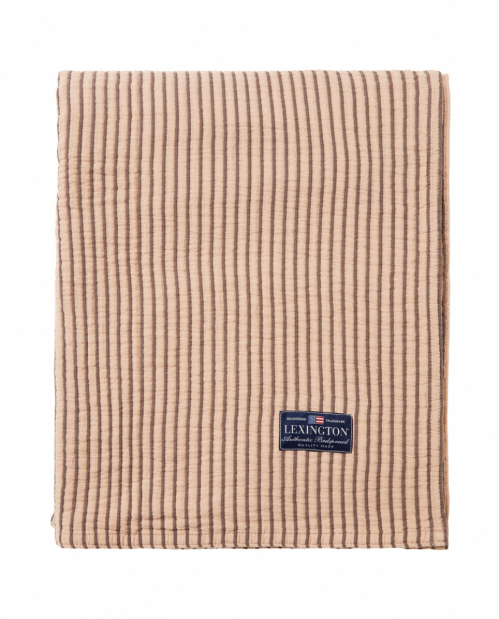 Lexington Striped Reversible Organic Cotton Bedspread Beige