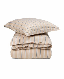 Lexington Striped Cotton Poplin Duvet Cover Set Beige/White