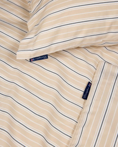 Lexington Striped Cotton Poplin Duvet Cover Set Beige/White