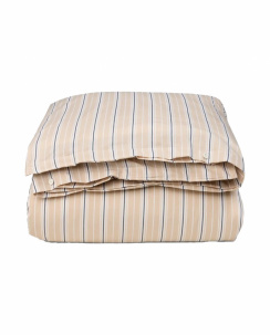 Lexington Striped Cotton Poplin Duvet Cover Set Beige/White