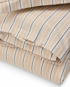 Lexington Striped Cotton Poplin Duvet Cover Set Beige/White