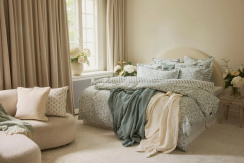 Lexington Jacquard Organic Cotton Bedspread Flowers White