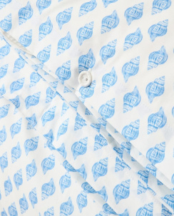Lexington Shell printed Cotton Duvet Cover Set White/Blue