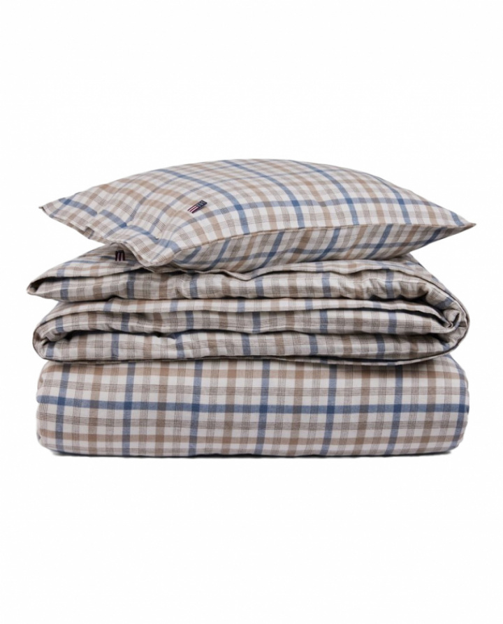 Lexington Checked Flannel Duvet Cover Set Misty Blue