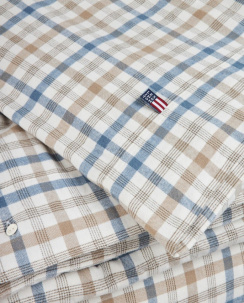 Lexington Checked Flannel Duvet Cover Set Misty Blue