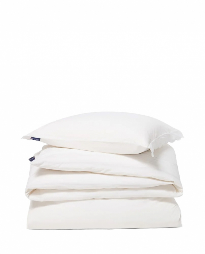 Lexington Cotton Percale Scallop Wing Duvet Cover Set White