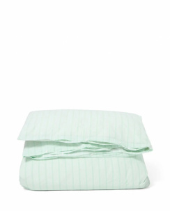 Lexington Striped Cotton Percale Dynebetrækssæt White/Green
