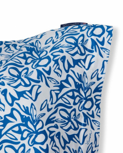 Lexington Flower Printed Cotton Sateen Pillowcase Blue/White
