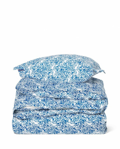 Lexington Flower Printed Cotton Sateen Pussilakanasetti Blue/White