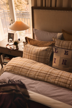 Lexington Checked Cotton Flannel Dynebetræk Fudge/Beige/Fig