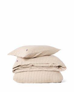 Lexington Cotton Flannel Pin Striped Duvet Cover Set Beige/Brown