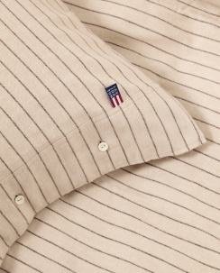 Lexington Cotton Flannel Pin Striped Duvet Cover Set Beige/Brown