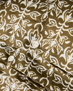 Lexington Ornament Cotton Sateen Dynebetræk Sæt Olive/Hvid