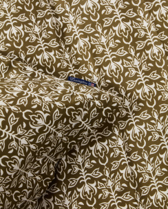 Lexington Ornament Cotton Sateen Dynebetræk Sæt Olive/Hvid