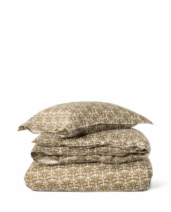 Lexington Ornament Cotton Sateen Dynebetræk Sæt Olive/Hvid