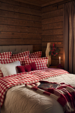 Lexington Checked Cotton Flannel Dynepude Sæt Rød/Beige