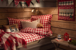 Lexington Checked Cotton Flannel Dynepude Sæt Rød/Beige