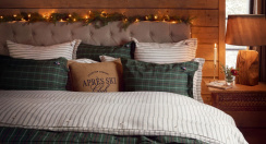 Lexington Stripe Cotton Flannel Peittosetti White/Green/Beige