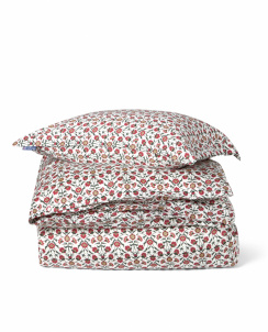 Lexington Flower Printed Sateen Duvet Cover Set White/Red/Green/Beige