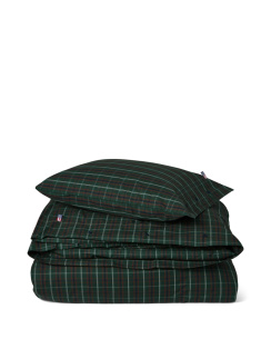 Lexington Checked Cotton Percale Duvet Cover Set Green/Navy