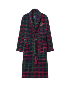 Lexington Ruudullinen Puuvillavelour Unisex Aamutakki Laivasto/Vihreä