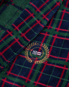 Lexington Ruudullinen Puuvillavelour Unisex Aamutakki Laivasto/Vihreä