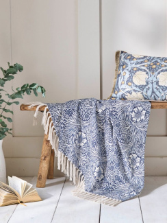 William Morris Plaid Marigold Indigo Blue